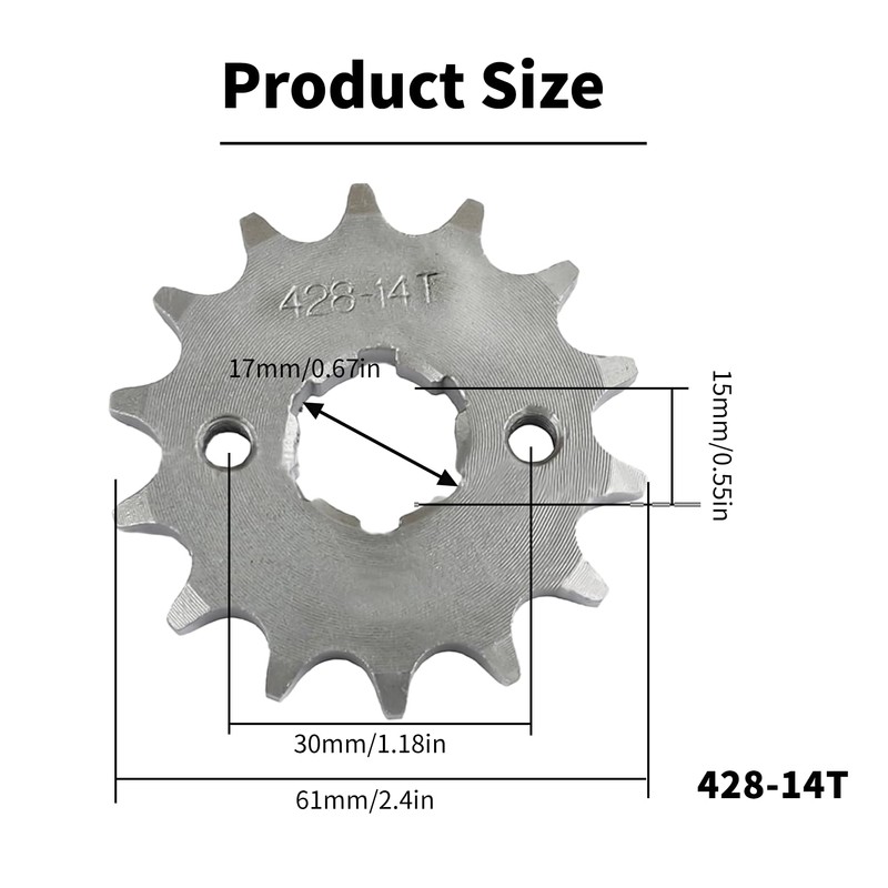 Mtanlo 428-14T Front Sprocket 17mm Teeth Motorcycle Engine Sprocket Chain