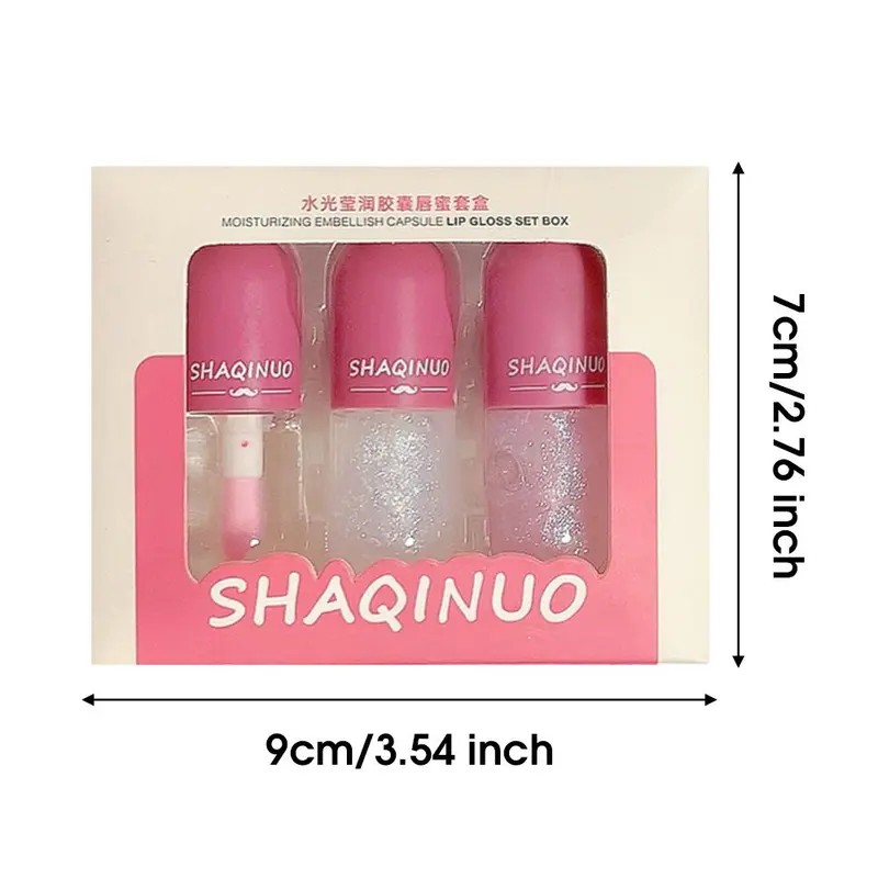 Water Gloss Liquid Lipstick 3-Pack – Moisturizing Shimmer Lip Gloss