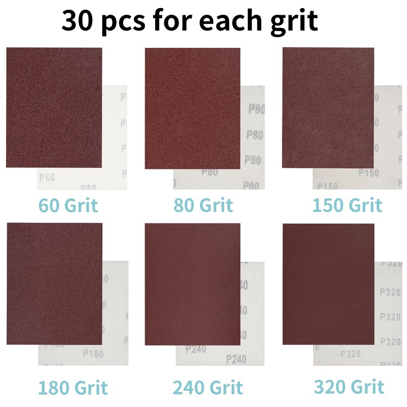 1/4 Sheet Sandpaper 5.5" x 4.5" Hook and Loop Sanding