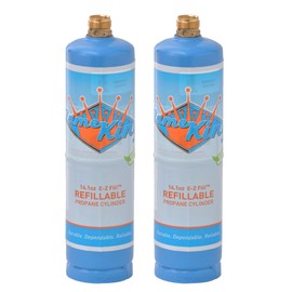 Flame King 1LB Empty Propane Welding Cylinder Tank, Reusable & Transportable - Safe and Legal Refill Option, 14.1 oz, Blue (2-Pk)