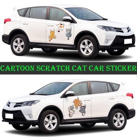 6 PCS Cat Car Stickers,Scratch Cat Vinyl Car Sticker,Cute Cats Scratch Cover Funny Bumper Decal,Cartoon Cat Car Sticker for Cars,Truck,Motorcycle,Windows,Refrigerators,Laptops