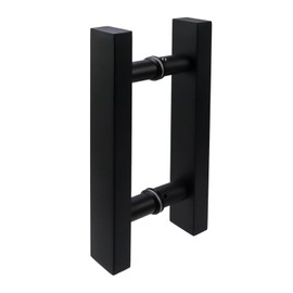 T Tulead Double Sided Push Pull Handles Sliding Door Hardware Barn Door Glass Door Handles Black 7-Inch Hole Centers