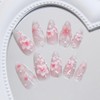 24Pcs Pink Press on Nails Short Almond Nail Tips WLGDLH