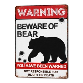 BAIWIFE Beware of Bear Signs 8"x12" Vintage Metal Warning Signs About Cat Activity Areas for Outdoor Fences Yards Forest Scenic Area