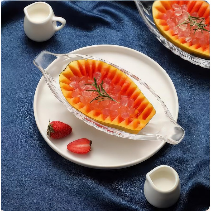 MQMCPDS 4-Piece Set of Glass Banana Split Dish Boats -