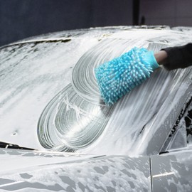 com-four® 3 x Wash Mitt for Car and Household – Microfibre Glove – Chenille Glove – Cleaning Glove for Car Care, Car Wash and Window Cleaning (3-Piece – Car Wash Set)
