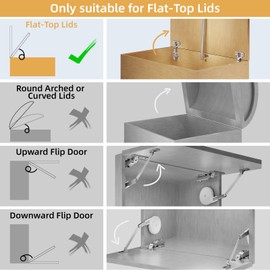 [Only for Flat-Top Lids] 1 Pack Toy Box Hinges Soft Close Hinges for Wooden Box, Sturdy All-Metal Construction Smooth Close Lid Support Kit, Center or Edge Mounting (No Extra Hinges)