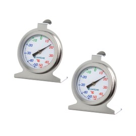 Lantelme Pack of 2 Fridge Thermometer Stainless Steel with Hanging Hook and Stand for Monitoring Freezer Temperature Fridge Thermometer
