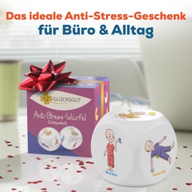 GLÜCKSGUT® Anti-Stress Cube, Mindfulness with Yogo, Stress Cube, Stress Relief, 6 Designs, Gift Box & Instructions, Anti-Stress Toy, Colleague Gift, Office Gift, Anti-Stress Gift