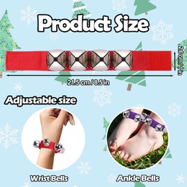 ailixinda 24 Pcs Wrist Band Jingle Bells,12 Colors Band Wrist Bells Ankle Bells,Adjustable Musical Hand Bells Jingle Bell Bracelets for Kids,Rhythm Instrument Percussion Christmas Party Favors
