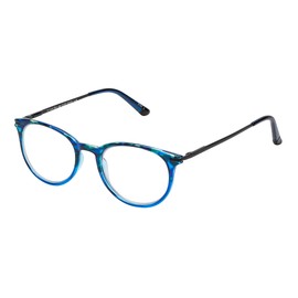 SAV Unisex Tri Focus E2307 Progressive Blue Light Reading Glasses - 3 Focal Points, Blue Light Protection, Flexible Spring Hinge Progressive for Men and Women, Blue Demi, +1.25