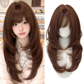 Hanzhuo Wig, Long, Curly Hair, Wavy, Layered Cut, Full Wig, Lolita, Cosplay, Everyday Use, Natural, No Barre, Women, Cute Wig, Thin Face, Popular, Heat Resistant Wig