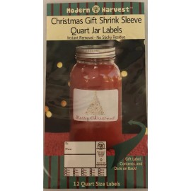 Modern Harvest Quart Canning Jar  Labels Christmas Shrink Sleeve 12 Ct New