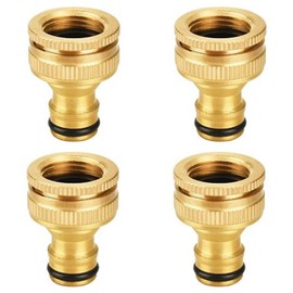 Threaded Tap Adapter 1/2 Inch and 3/4 Inch 2-in-1 Female Brass Garden Hose Tap Connector Tap Connector Female Thread Tap Washing Machine Thread Faucet (Pack of 4)