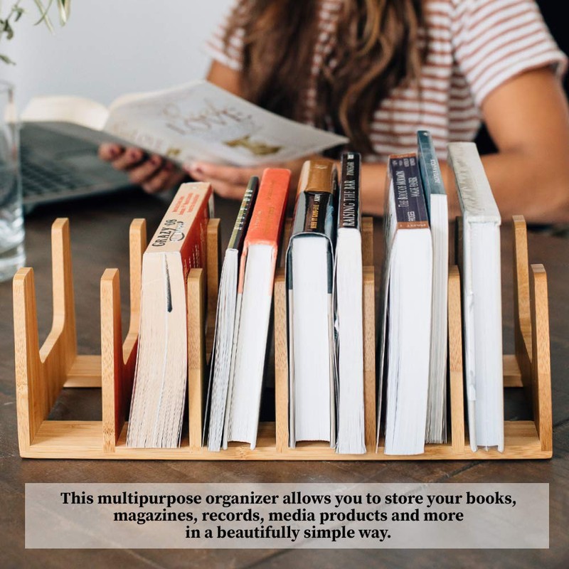 MobileVision Bamboo Versatile 6 Dividers/Sections Orgainzer for Book Rack, Video,