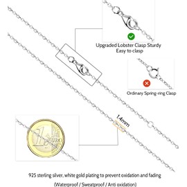 Ostan Women's silver chain without pendant, pea chain, anchor chain width 1.4 mm, necklace 925 silver chain 40-100 cm + 5 cm extension chain, 45, No gemstone