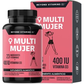 Multivitamínico para Mujer con 24 Ingredientes y Vitaminas | Suplemento de Vitaminas para Mujer con Vitamina D3, Vitamina E, Biotina | Suplemento Alimenticio en Cápsulas | Sin Azúcar - Ingredientes NON GMO- 60 cápsulas