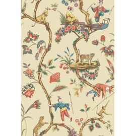 Scalamandre SCS3845 Ecru Chinoise Exotique Self Adhesive Wallpaper, Multicolor