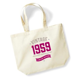 D Design Invent Print! 65th Birthday Gift Bag Keepsake Funny Novelty Tote for Women Ladies Age 65 Female Present Shopping Idea 47 x 65 x 12cm (Natural)
