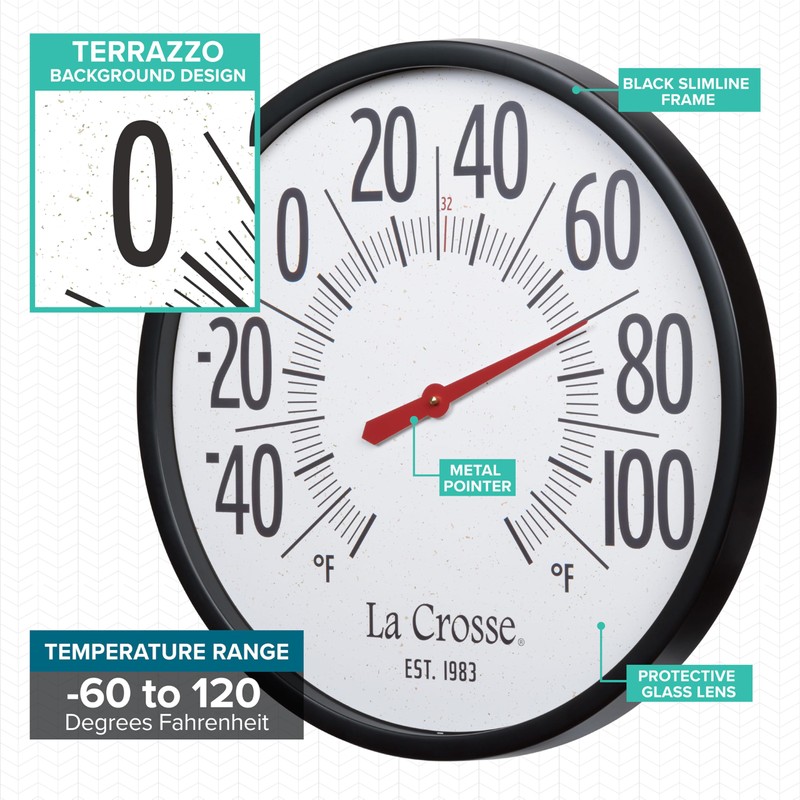 La Crosse 104-3056 Emperor Size 22-Inch Analog Dial Thermometer