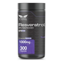 RESVERATROL HIGH PURITY 98% TRANS-RESVERATROL 300 capsulas (1000mg por porcion) by Eternal Nutrition