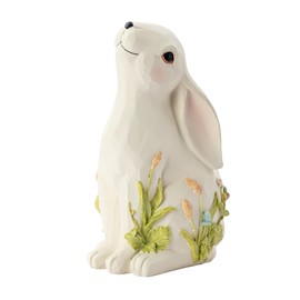 Napco Imports Decorative 6 x 10 Inch Indoor or Outdoor Sculpture Figurine Garden Statue White and Green Spring Bunny