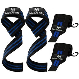MERCURYAL Pack Straps Gym + Wrist Wraps for Weightlifting - Lifting Straps - Gym Wrist Wraps - Crossfit Wrist Wraps - Gym, Gym, Fitness Accessories for Men and Women