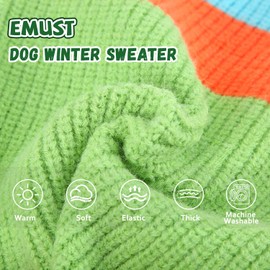 EMUST Cat Sweater, Cozy XS Dog Sweater with Turtleneck, Stretchable Extra Small Dog Sweater for Fall & Winter, Pullover Christmas Sweater for Cats, Yorkie, Chihuahuas, Green, XS
