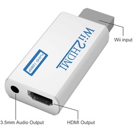 GOGOSHOP Wii to HDMI Converter, Wii to HDMI Adapter 1080P 720P, Output Video Audio Adapter HDMI Converter with 3.5mm Audio Jack&HDMI Output Supports All Wii Display Modes - White