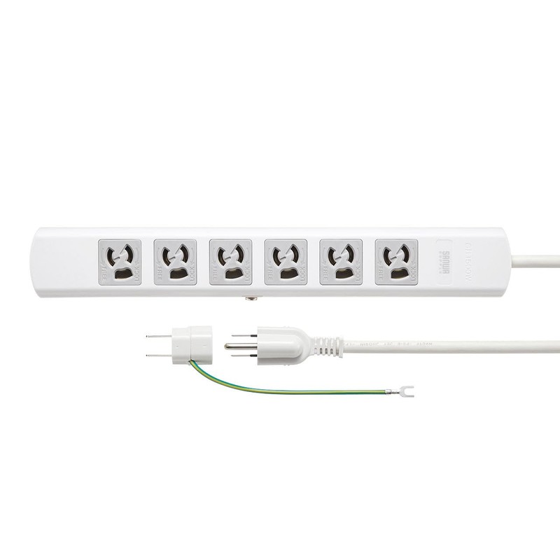 Sanwa Supply TAP-36MG-5 Power Supply Tap, 3P, 6 Outlets, 16.4