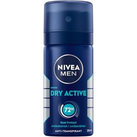 NIVEA MEN Dry Active Deo Spray Reisegr√∂√üe, Deodorant mit 72h Anti-Transpirant-Schutz f√ºr ein trockenes Hautgef√ºhl, antibakterielles Deospray ohne Ethylalkohol (35 ml)