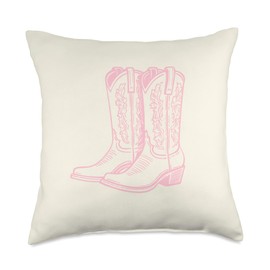 Coastal Cowgirl Beachy Pink Cowboy Boots Western Throw Pillow
