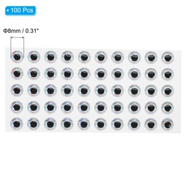 PATIKIL Fishing Lure 3D Eyes 8mm, 100Pcs Waterproof Artificial Fish Eye Fly Tying Lures Crafts Tackle Accessory for Fishing Baits DIY, Silver Tone
