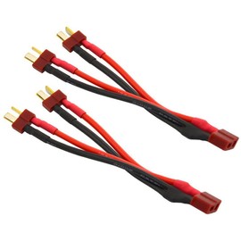 2pcs Deans T Plug Parallel Connector One Female to 2 Male Battery Connector Cable for RC LiPO Battery (Deans T Parallel Connector) (Deans T Parallel Cable)