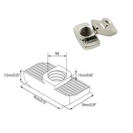 FOCMKEAS 15PCS M8 Sliding T Slot Nuts, European Standard Half Round Roll in T-Nut Fastener for 4545 Series Aluminum Extrusion Profile, Carbon Steel Nickel-Plated (M8)
