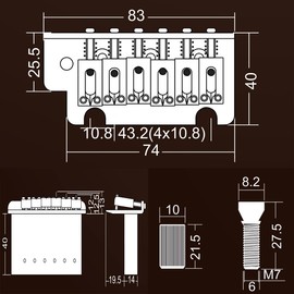 KAISH Black 2 Point ST Strat Style Guitar Tremolo Bridge Locking System