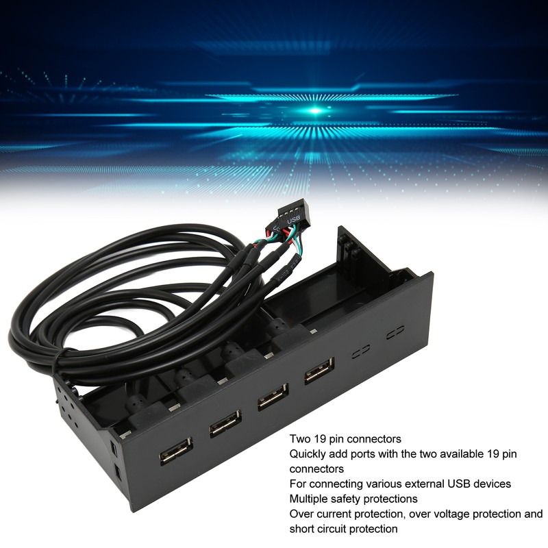 5.25 Inch USB2.0 Hub Front Panel Multifunctional 4 Ports 19pin