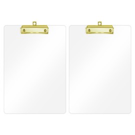 Honagu Acrylic Clear Clipboards, Transparent Plastic Clipboard with Gold Strong Clip Hidden Hanging Hole, A4 Letter Size Clipboards for Nurses, Art Student, Teachers,School & Office Supplies, 1PC