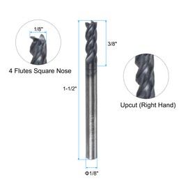 QUARKZMAN 1/8" Diameter TiAlN Coated 4 Flute Carbide Square Router Bit for Hardened Steel Stainless Steel Alloy Metal