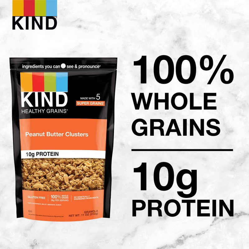 KIND Healthy Grains Granola, Peanut Butter Clusters, Healthy Snacks, Gluten
