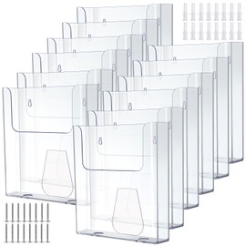 Ripeng 4 Pcs Brochure Holder 8.5 x 11 Inch Wall Mount Flyer Holder Acrylic Literature Holder Clear Magazine Wall Display Hanging Envelope Holder for Pamphlet File Home Office Supplies