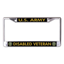 U.S. Army Disabled Veteran with Logo Chrome License Plate Frame