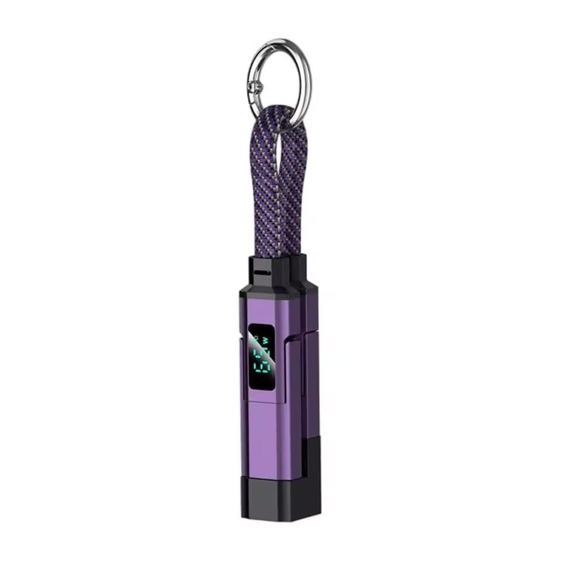 2-Pack 4-in-1 65W Keychain Charging Cables with Digital Power Display