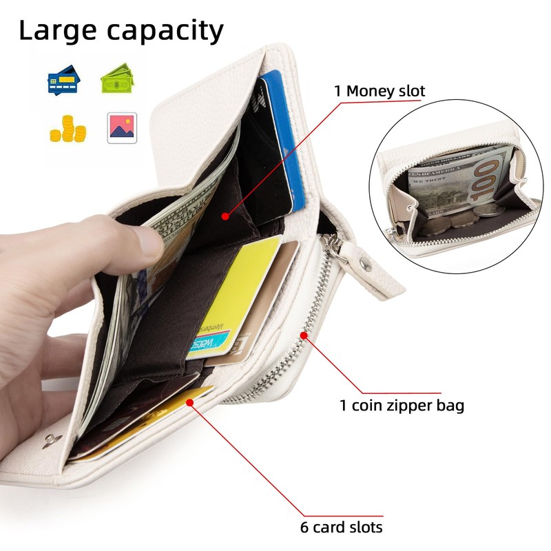 CHAOFANXI Women's Small Bifold Leather Purse for Women, Small and