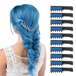 MSDADA Blue Hair Chalk for Girls - 10 Pcs New Hair Chalk Comb Temporary Bright Washable Hair Color Dye for Girls Kids - Stocking Stuffers for Kids - Christmas Birthday Easter Gifts for Girls Kids