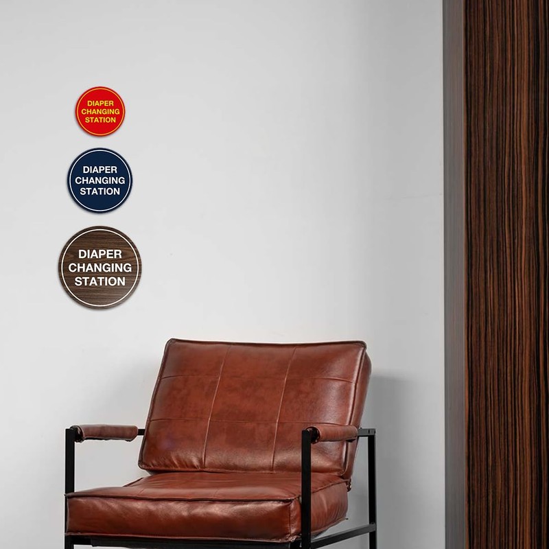 Signs ByLITA Circle Diaper Changing Station Sign (Dark Brown) -