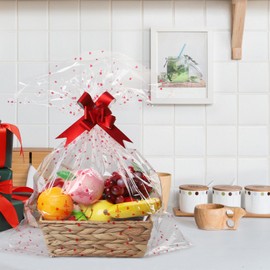 Empty Gift Basket Hamper Kit Made Gift Baskets Hand Woven Storage Baskets Natural Hyacinth Custom Holiday Gifts For Christmas Gifts Birthdays Easter Bag (Reddish color)