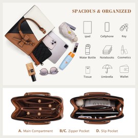 NEWHEY Top-Handle Handbag Waterproof Leather Purses for Women Satchel Handbags Crossbody & Shoulder Ladies Purse (Brown)