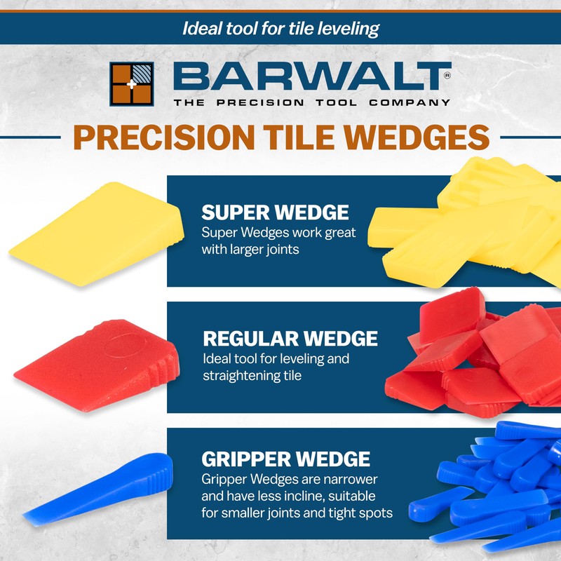 BARWALT Precision Tile Wedges, 450 Quantity, Regular Wedge, BWT12370