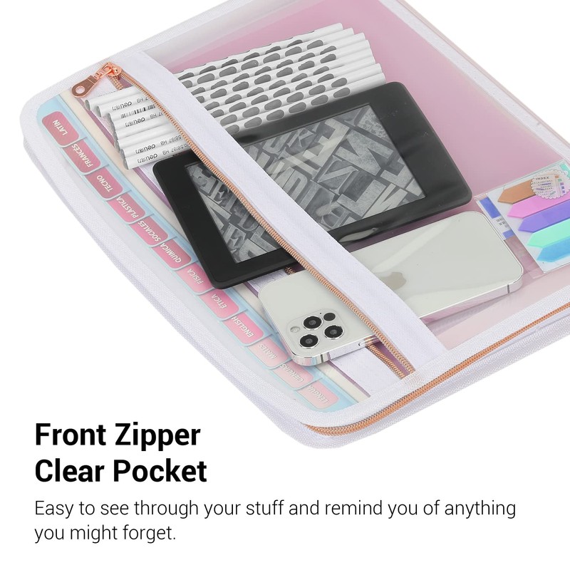 Mukawa 13 Pocket Zippered Expanding File Folder, Zippered Accordion File